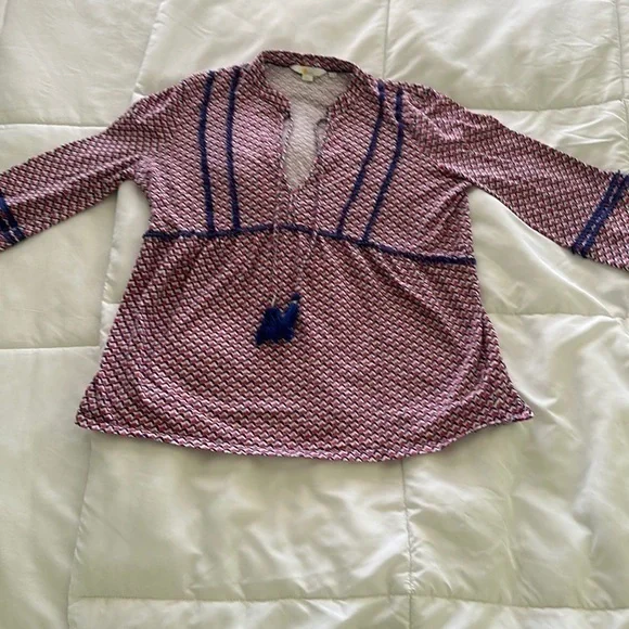 Boden 3/4 length sleeve embellished boho style peasant top 8R - Picture 1 of 9